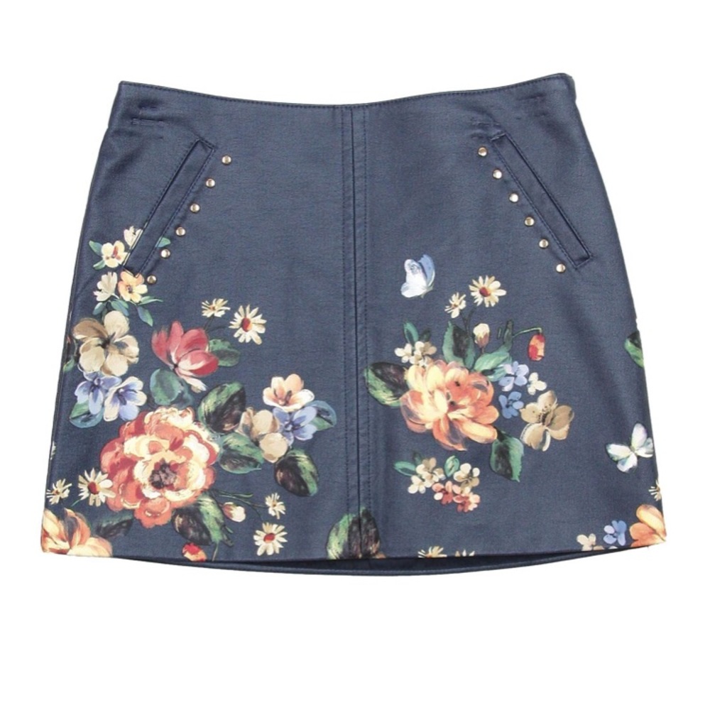 NEW MAYORAL Girls Pleather Mini Skirt Floral Print 10